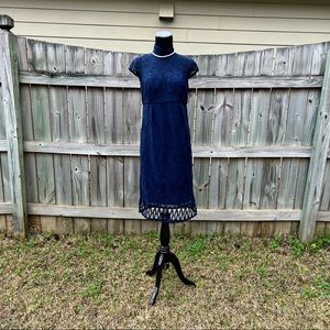 Navy lace maternity dress
